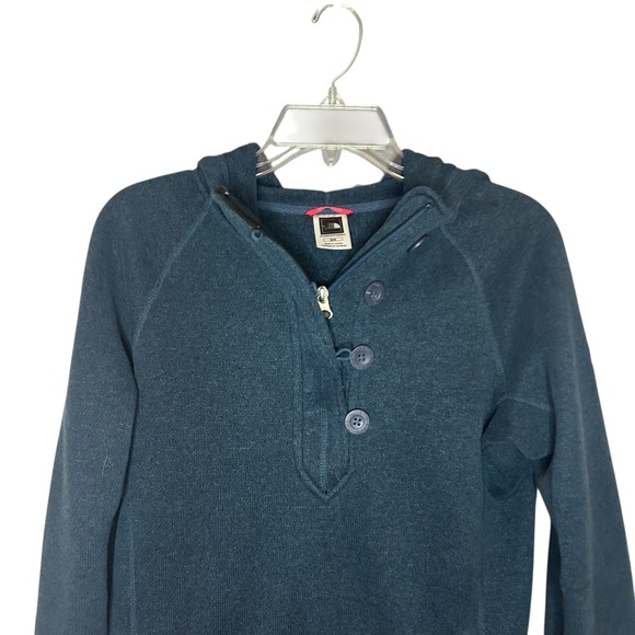 The North Face Button Hoodie Pullover Navy Medium - Picture 2 of 12